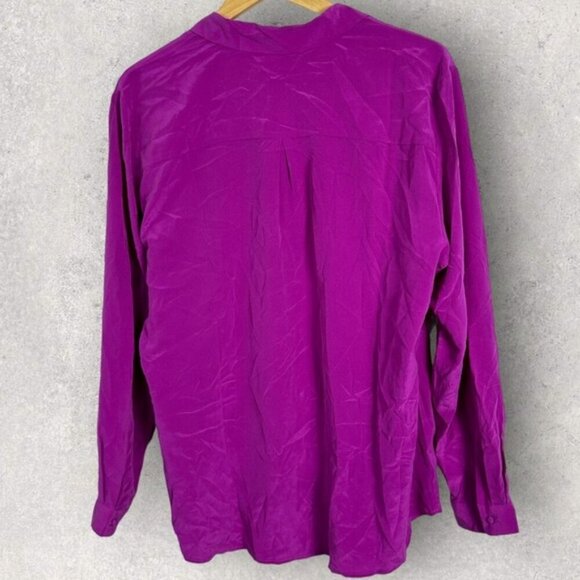 Sezane Ann 100% Silk Button Down Collared Shirt Size 44 French or US 12 Top Pink - Picture 7 of 15